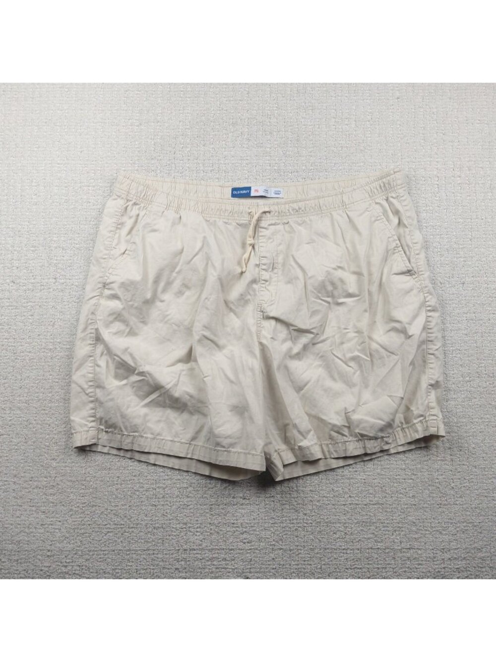 Old Navy Men's Cream Off-White Jogger Shorts Built-In Flex Drawstring SZ 2XL